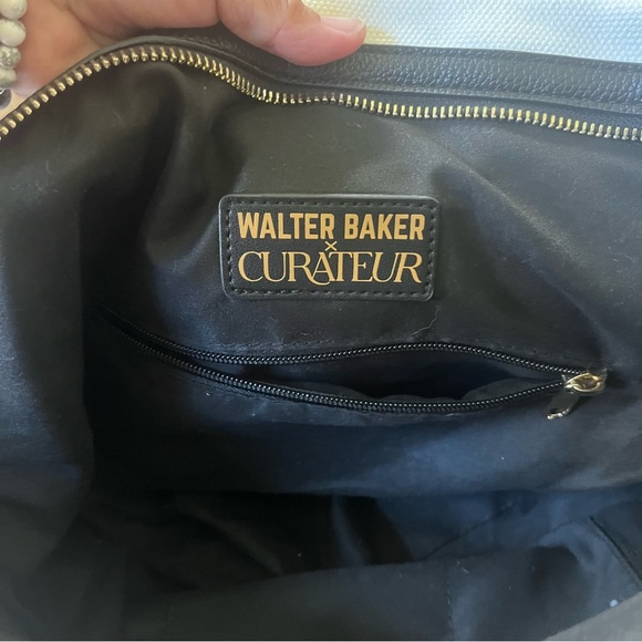 Walter Baker "Carly Bag" Classic Canvas Vegan Leather Tote White Black Weekender - Picture 7 of 11